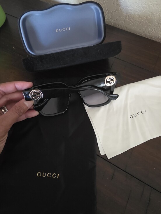 Gucci Black Square Sunglasses with Gold Logo Accent main image 5